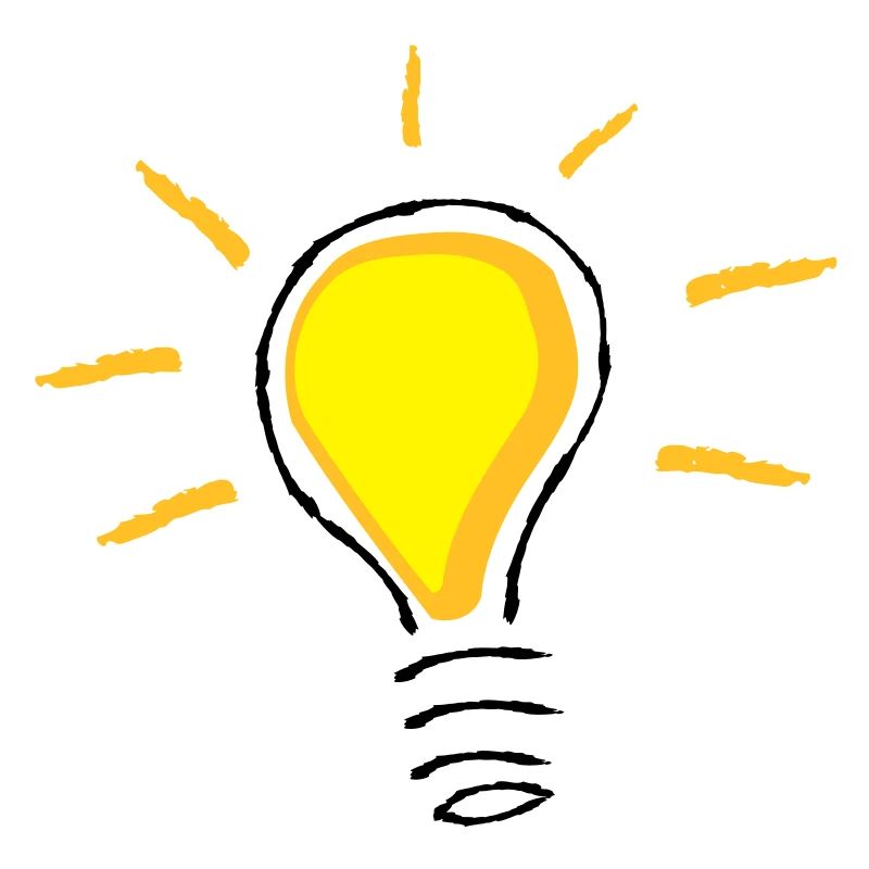 Yellow light bulb turned on