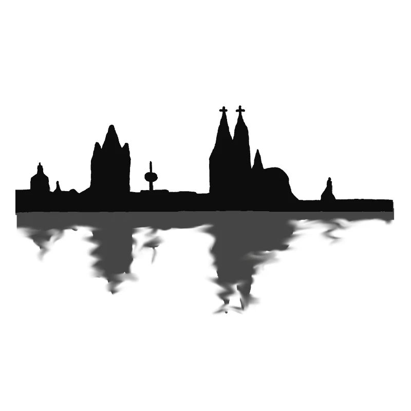 L’horizon de Cologne avec réflexion