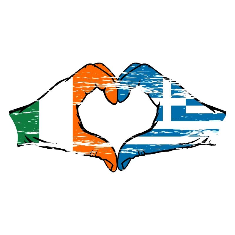 Irlande Grèce Drapeau Mains Coeur Forme Utilisé