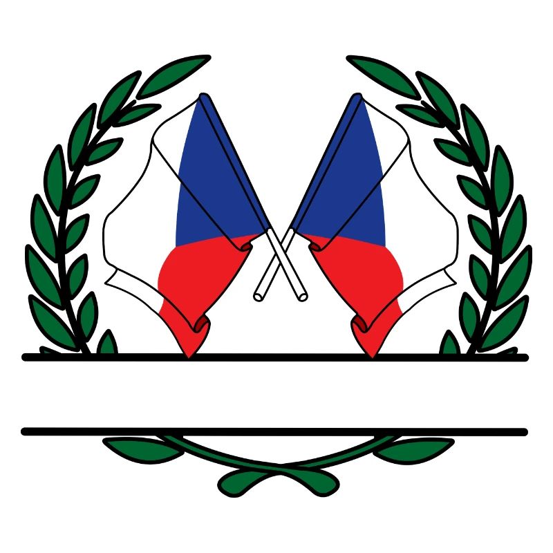 Drapeaux République tchèque couronne de laurier bannière