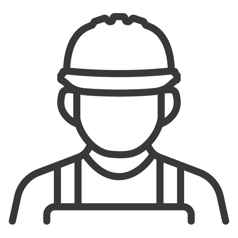 Construction Worker Icon – Minimalist Line Art Sty