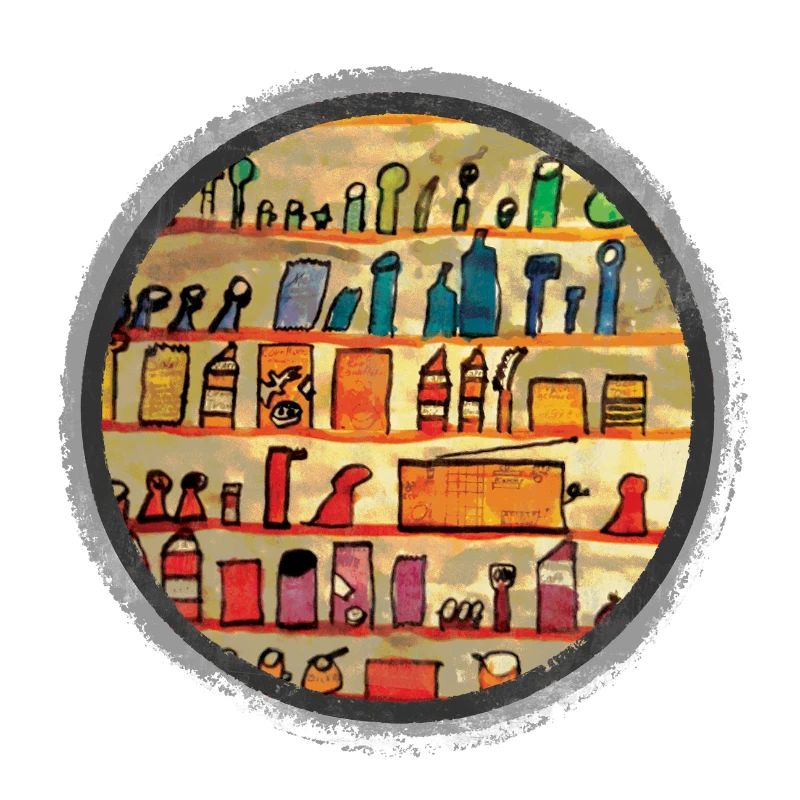 Abstract kitchen shelf illustration