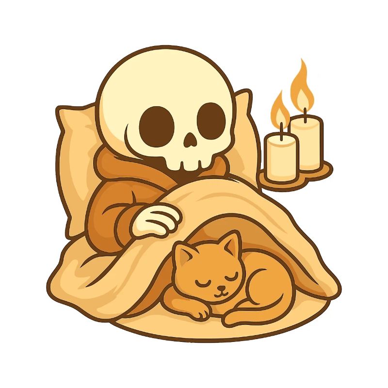Squelette endormi – Sommeil douillet du chat