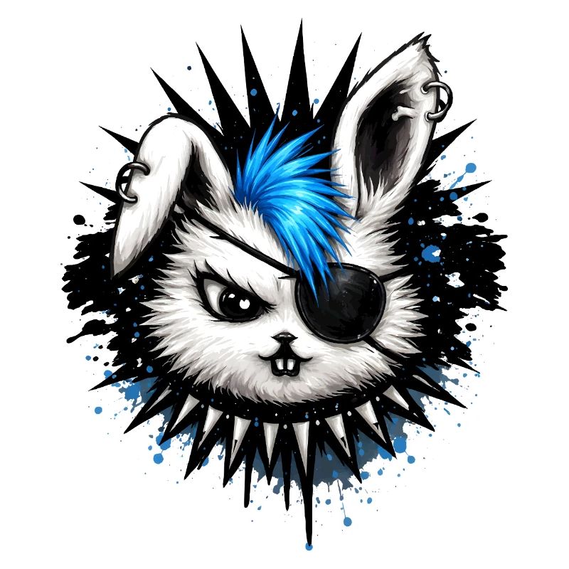 Lapin punk avec crête et cache-œil