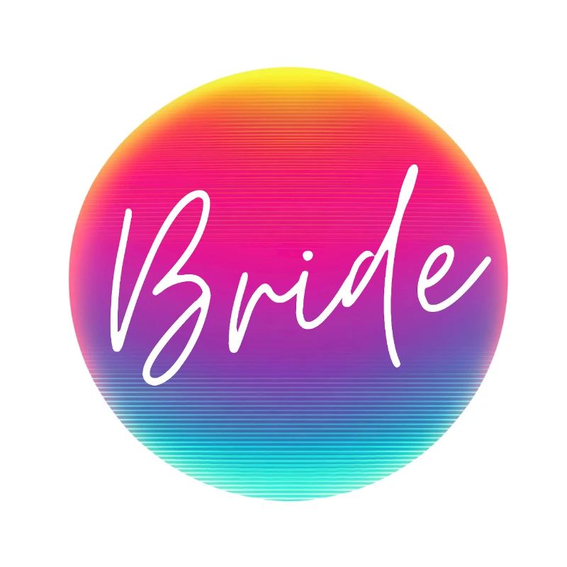 Team Bride! Cool Neon Circle Personalizable