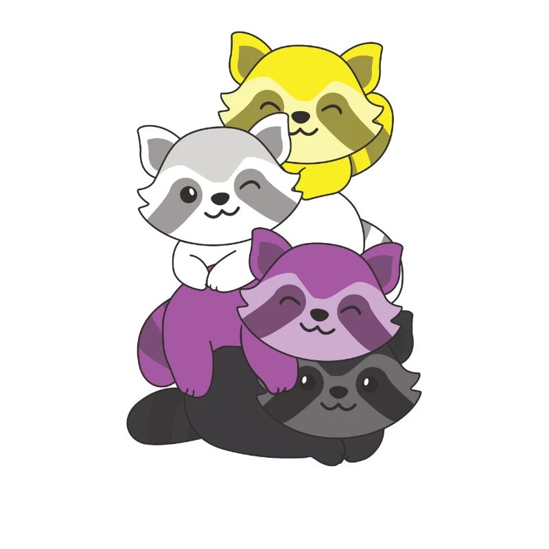 Nonbinary Flag Pride LGBTQ Mignon Raccoon Stack