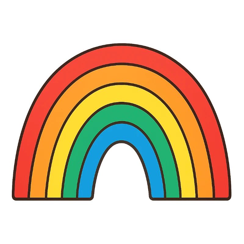 Lebendige Regenbogen-Illustration in Retrofarben