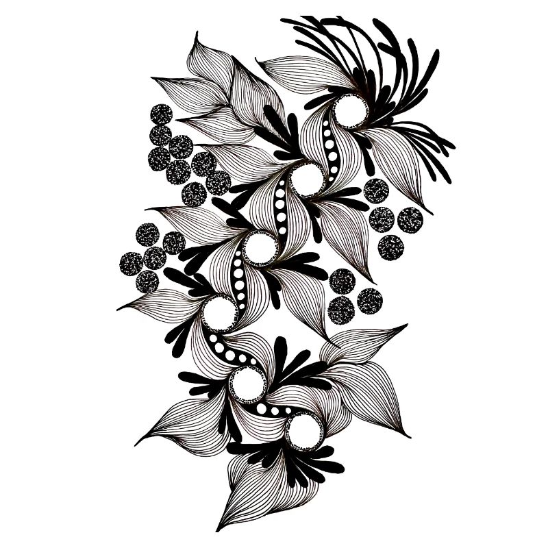 Spirale de fleurs noires et blanches