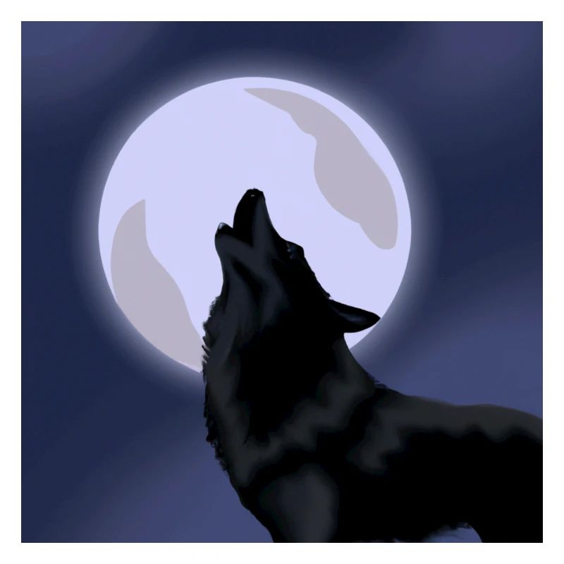 Wolf with moon