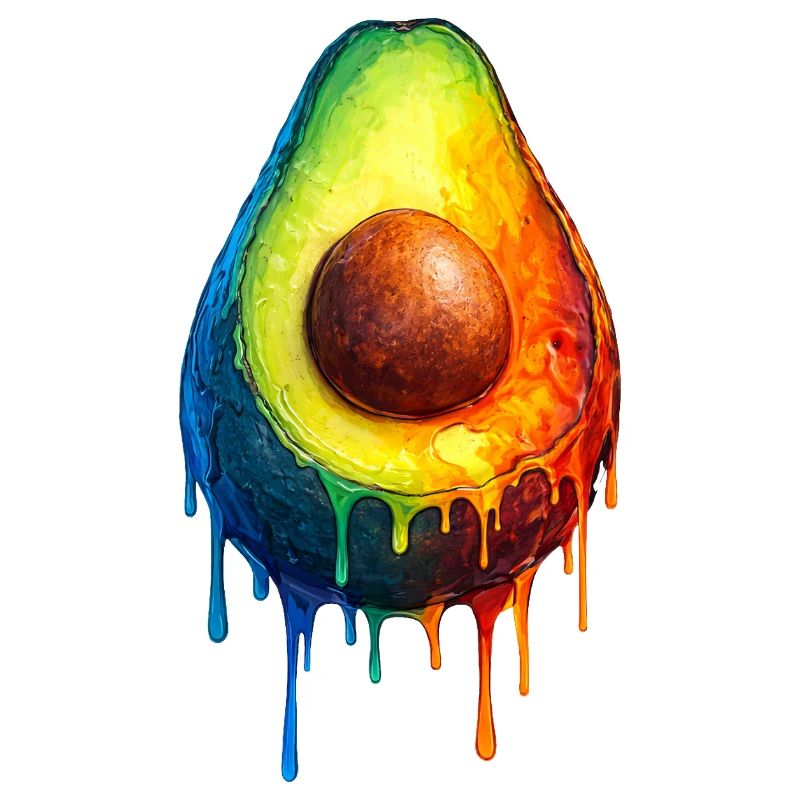 Avocado with a colorful gradient