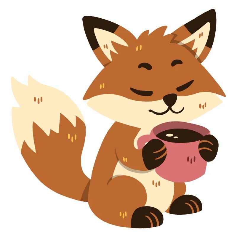 Fox drinks coffee