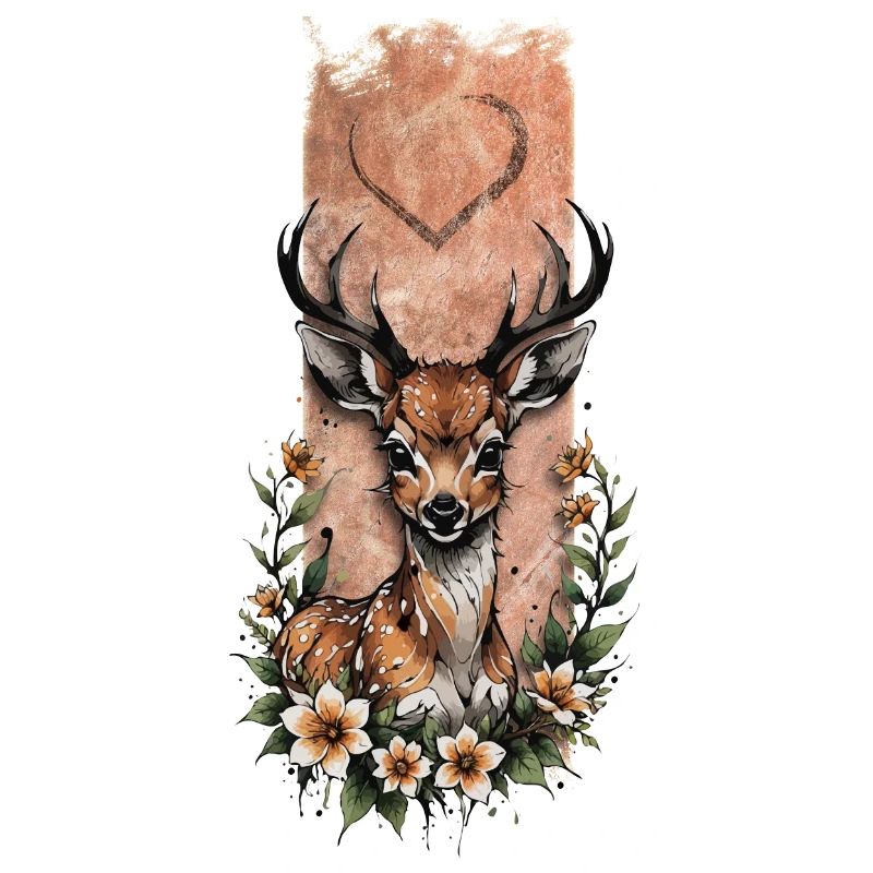 Bébé cerf tacheté de blanc au milieu des fleurs