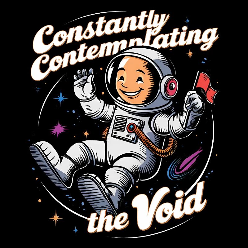 astronaute contemplant le vide dessin animé de l’espace humour