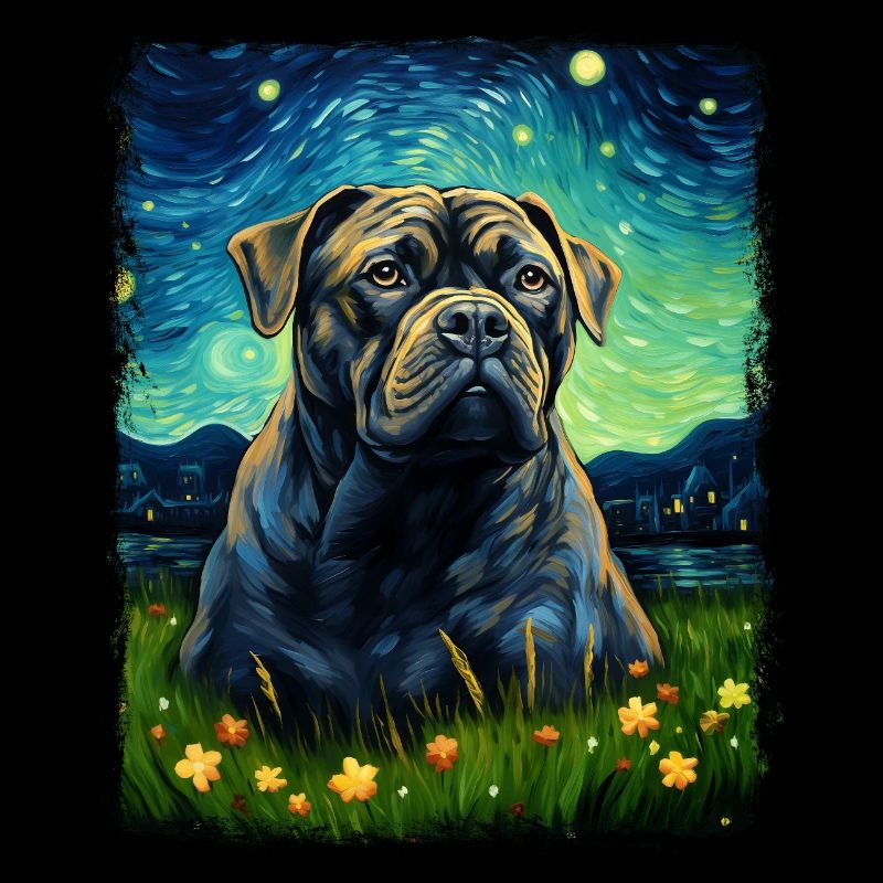 Cane Corso Hund Sternennacht Gemälde