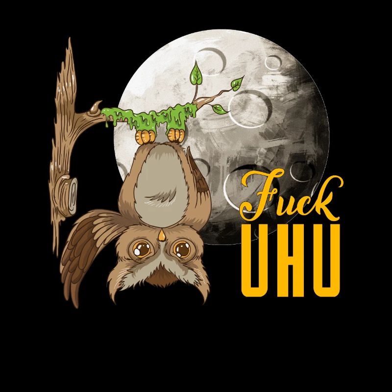 Eule mit Klebstoff Nachteule bzw Uhu Spruch Eulen