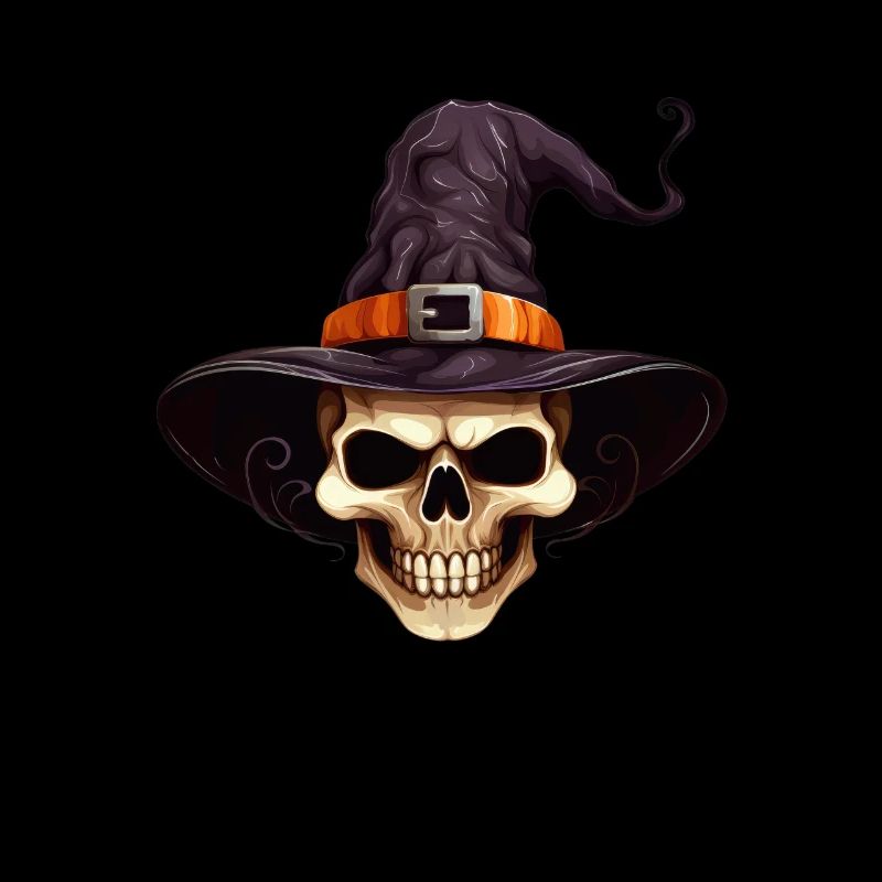 Spooky Halloween: Crâne avec chapeau de sorcière