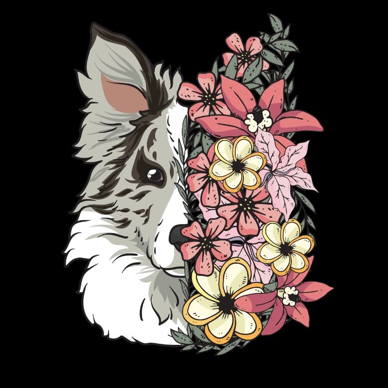 Border Collie Blue Merle avec des fleurs
