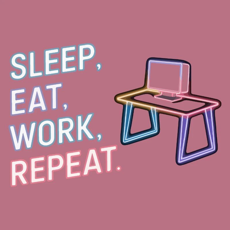 Sleep Eat Work Repeat Neon Design