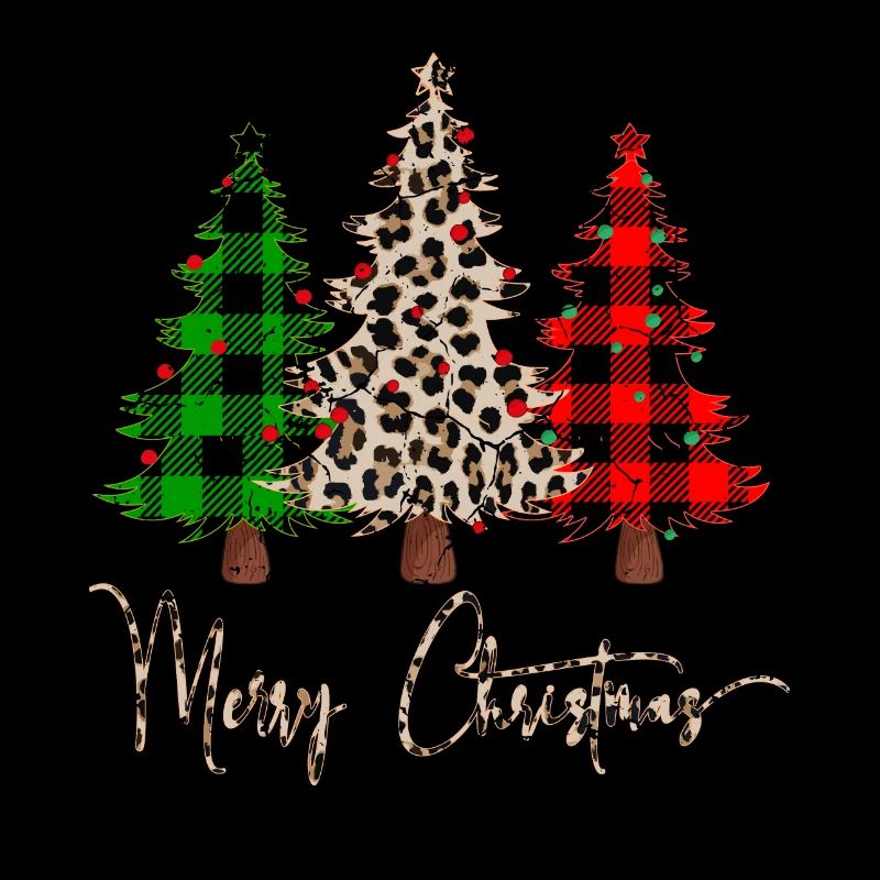 Joyeux Noël Léopard Buffalo Plaid Arbres, Noël