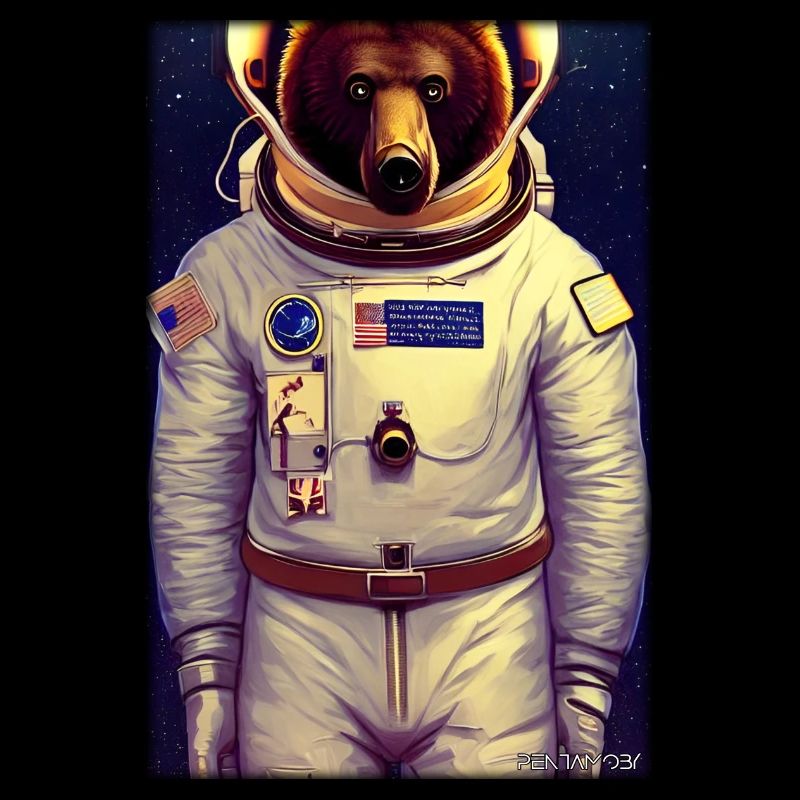 Bear Wildlife Astronaut Future Sci-Fi Technology