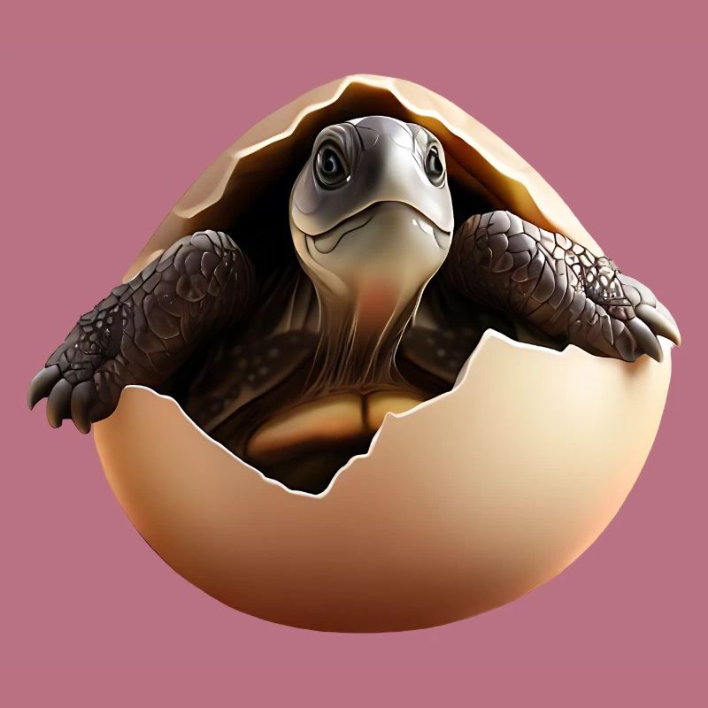 Turtle hatches from the egg