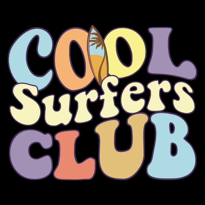 Cool Surfers Club Wave Surfboarder Shaka Surf Dude