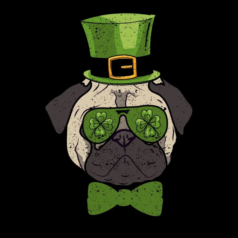 Leprechaun Hut Mops Kleeblatt Brille St. Patricks