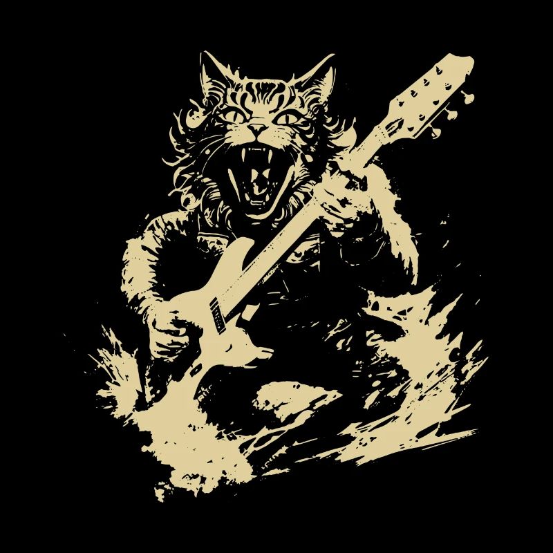Meow Cat Playing Guitar Instruments Awesome