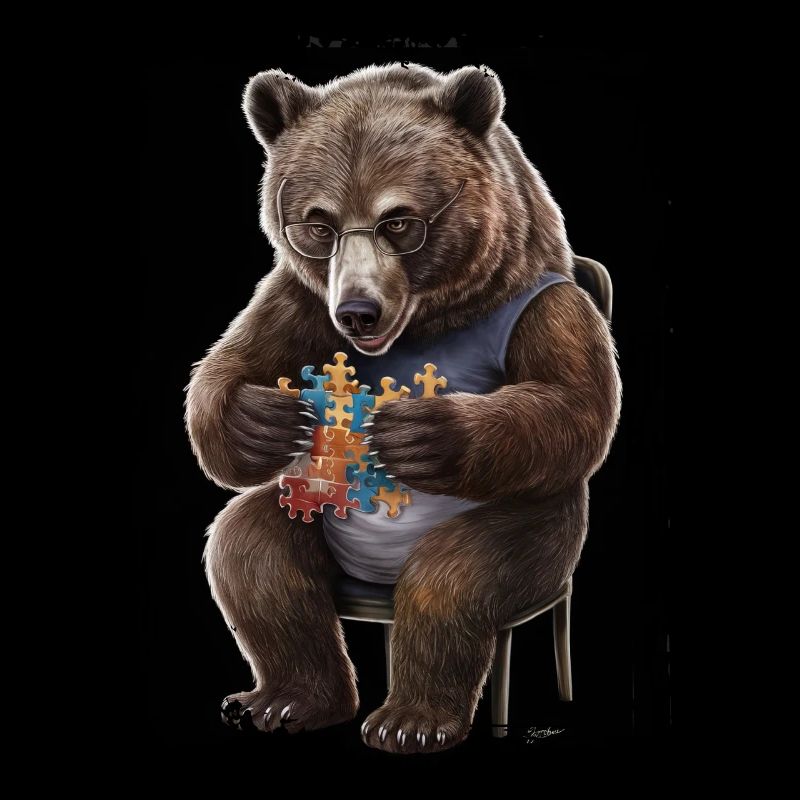 Grizzlybär spielt Puzzle Geschenk