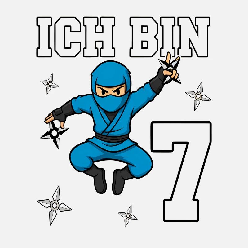 Ich bin 7 Ninja 7. Geburtstag blau Karate