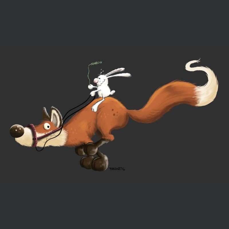 Rabbit riding a fox