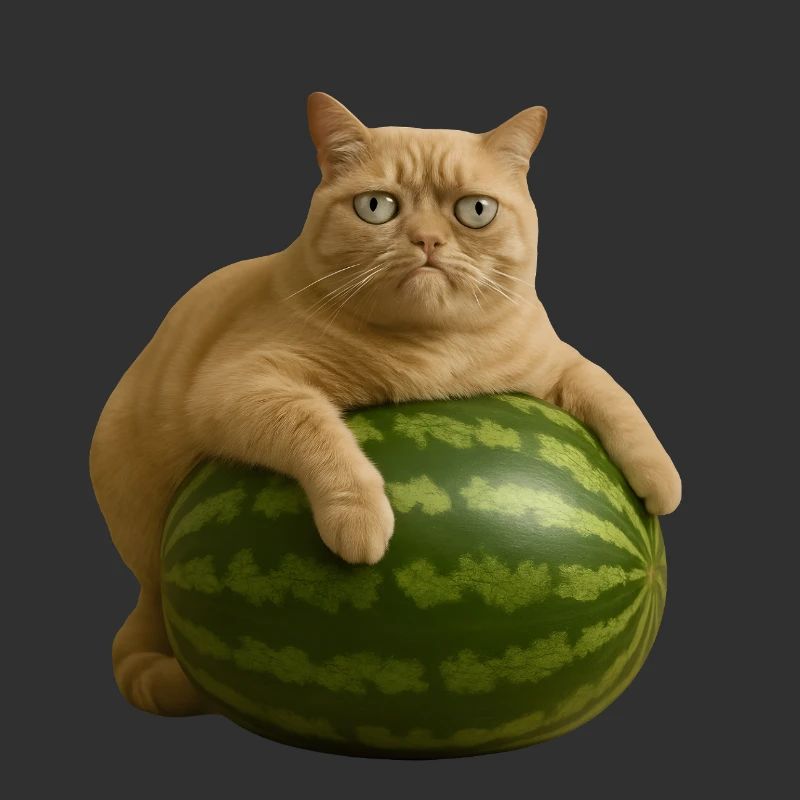 Chat sur pastèque - Mème drôle de chat