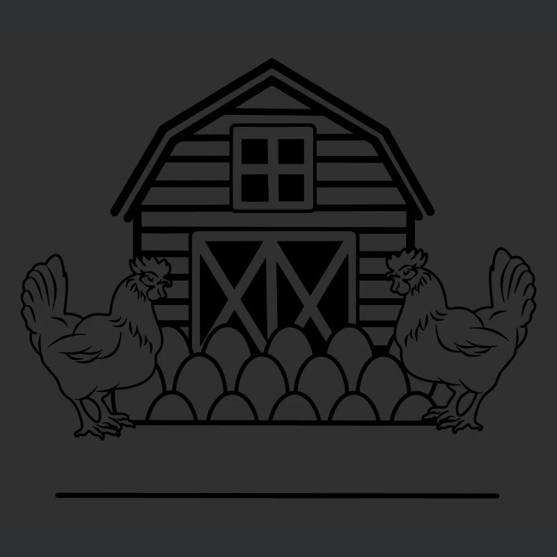 Chicken farm monogram with two chickens