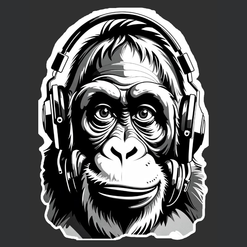 Musik Affe Gorilla mit Kopfhoerer als Geschenkidee