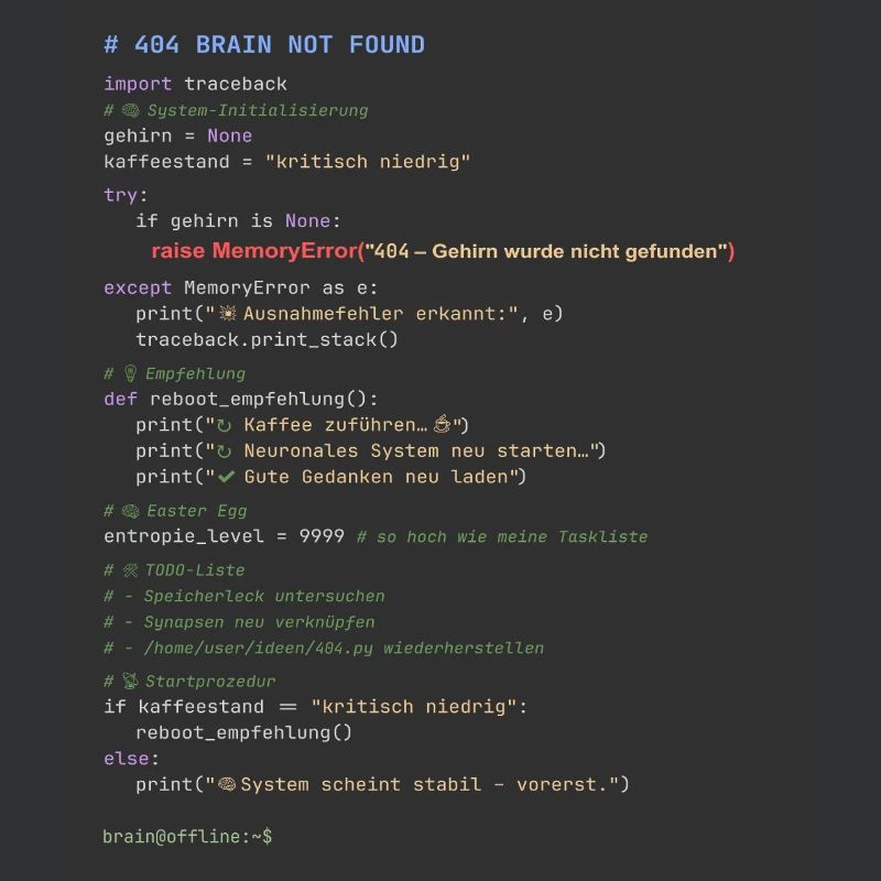 404 Cerveau introuvable Code Python