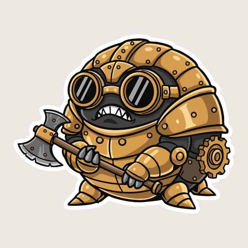Sowbug Warrior Steampunk Axe Copper Armor