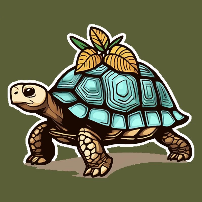 Turtle with blue shell & leaves
