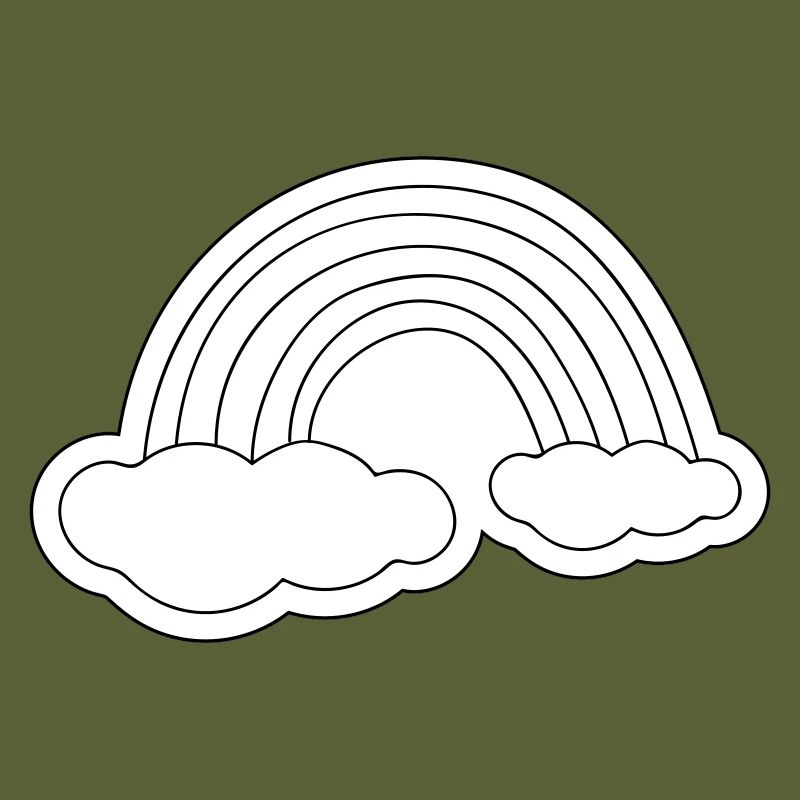 Minimalist rainbow on clouds