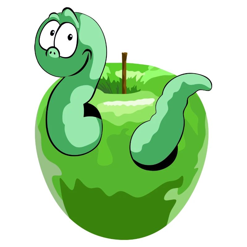 Apfel mit lustigem Wurm