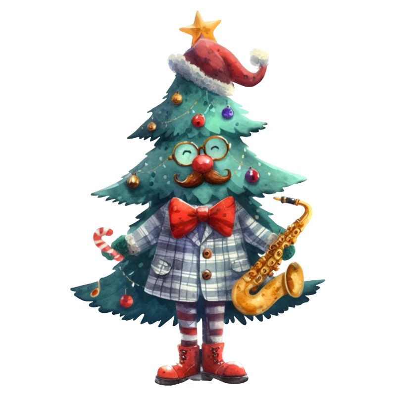 Mr.Tree, witziger Weihnachtsbaum Mann mit Saxophon