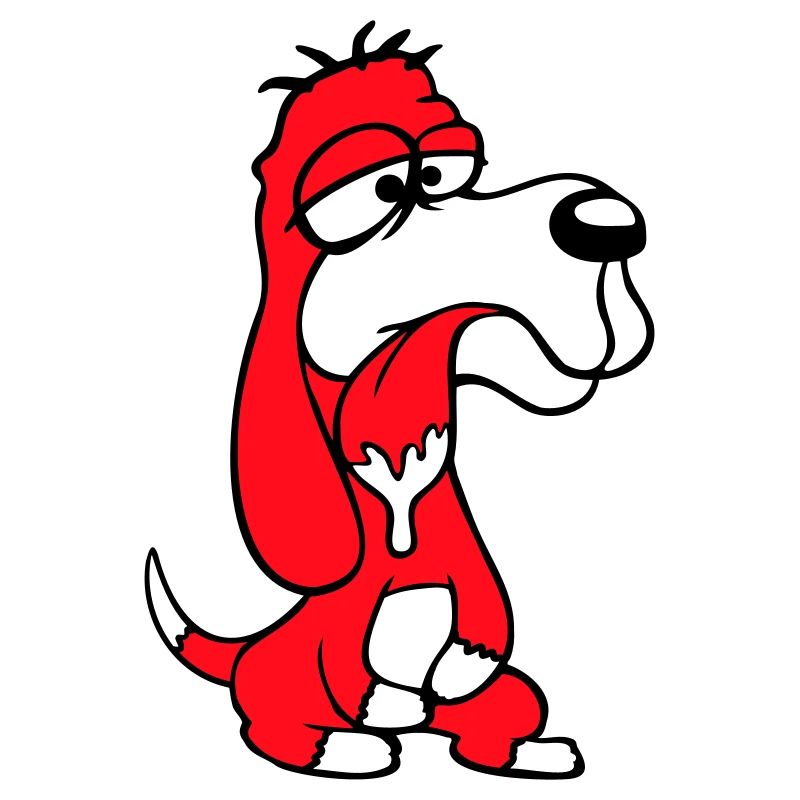 Hund Sitzt Sabbert Spucke Zunge Lustig Dumm Comic