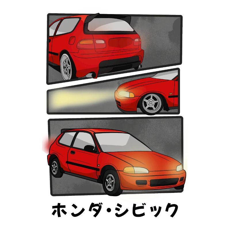 MAGMA RED CAR COMIC / HATCHBACK