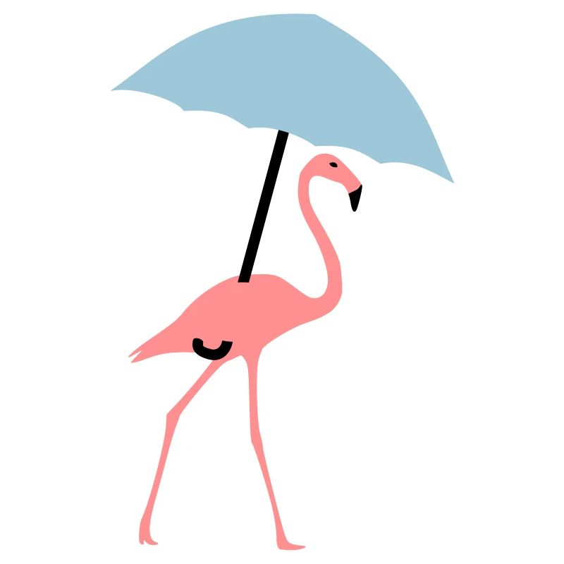 Flamingo with umbrella or parasol