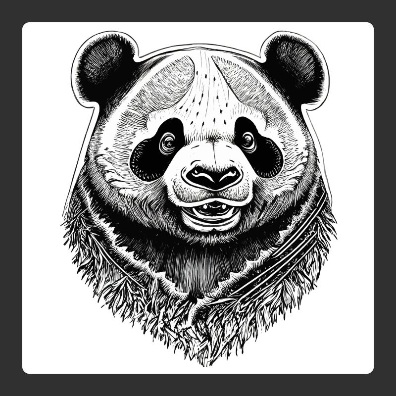 Black and White Panda Engraving