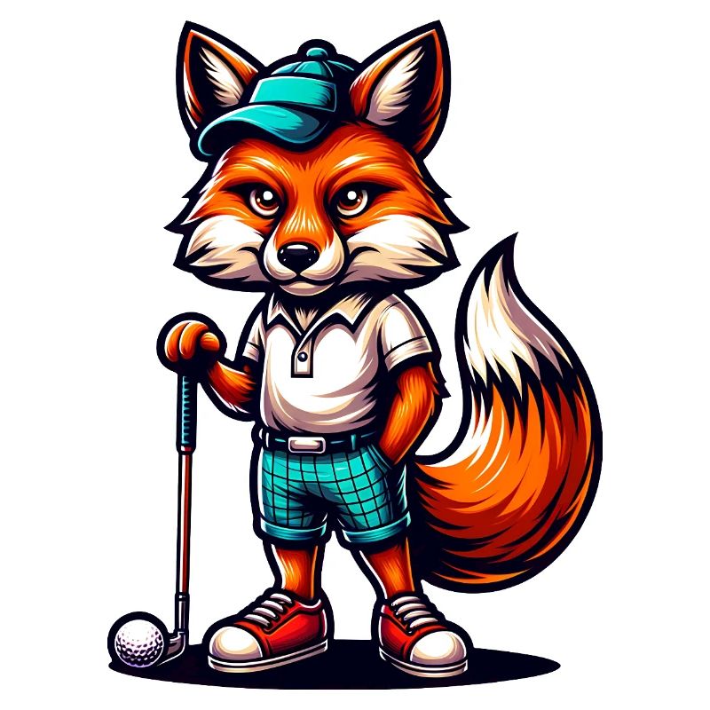 Golf-playing fox with charm and style