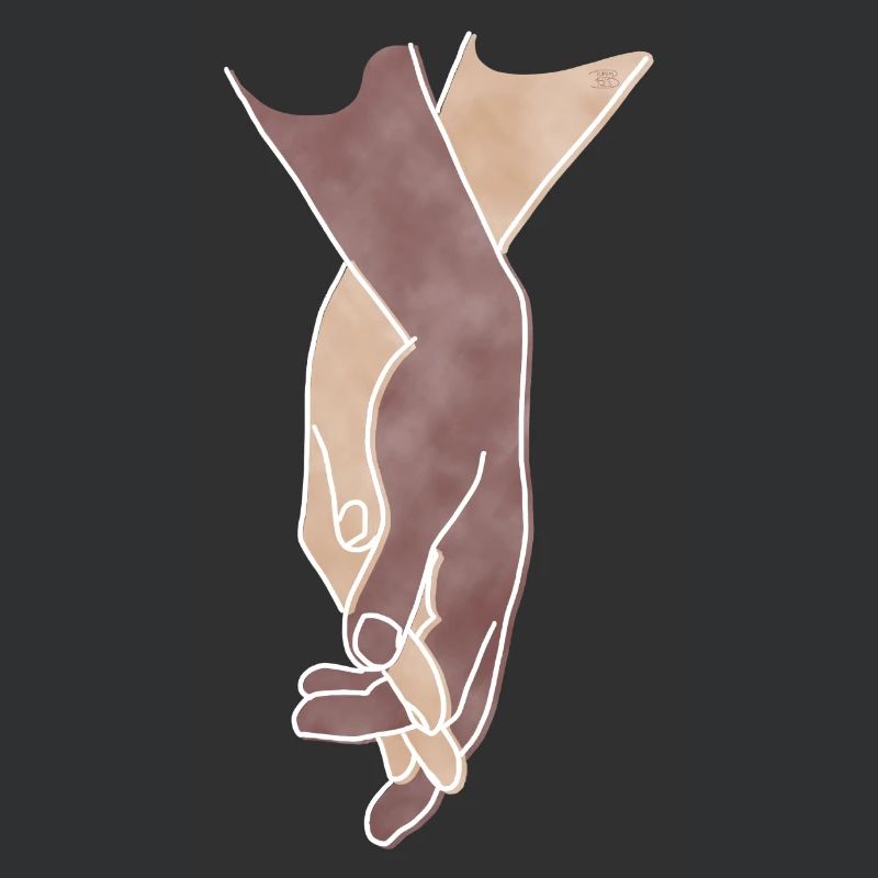 « Getting Close », Boho Line Art Design, Series Hands