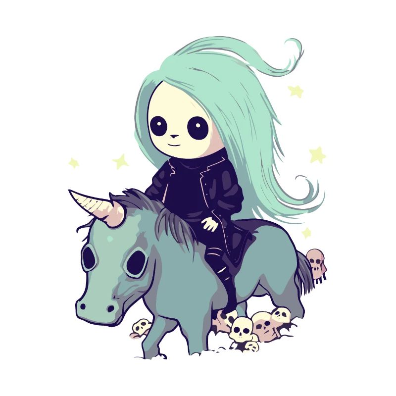 Pastell Goth Kawai Tod Sensenmann Mädchen Einhorn
