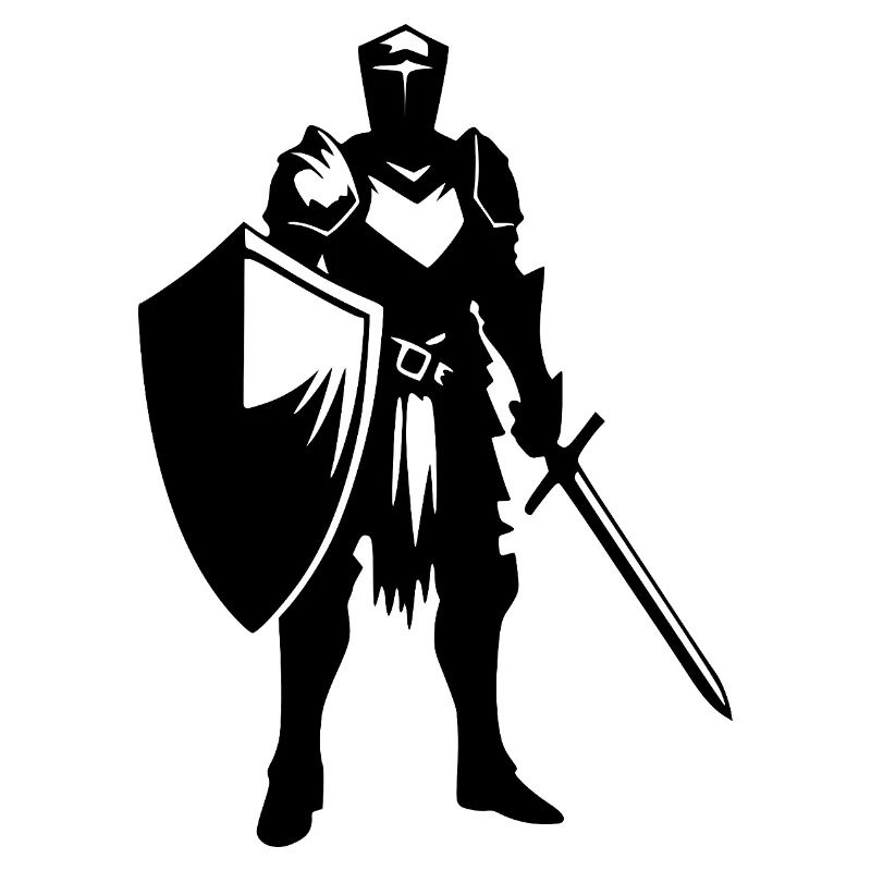 Fier chevalier de guerre avec bouclier et épée