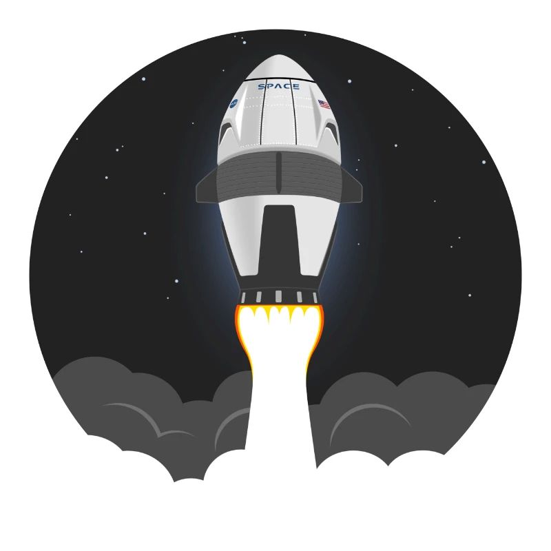 La fusée spatiale vole dans l’espace