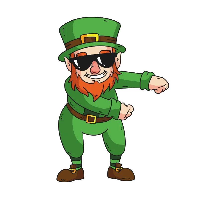 Irish leprechaun makes floss dance sunglasses